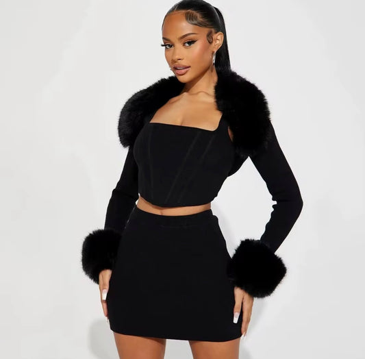 Fur Obsession 3pc Set(Black)