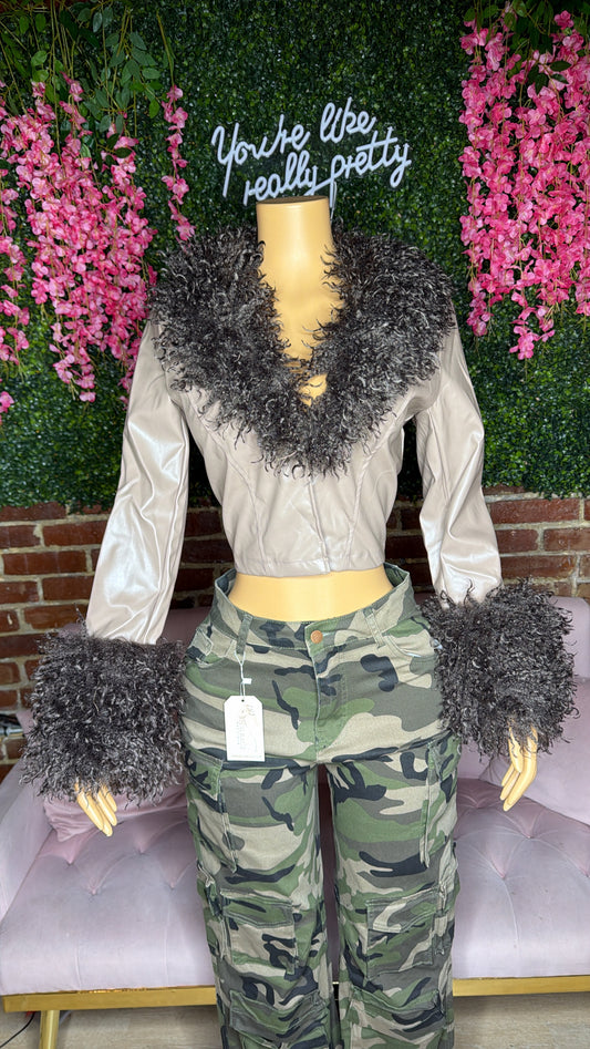 Luxe Fur Jacket(Nude)