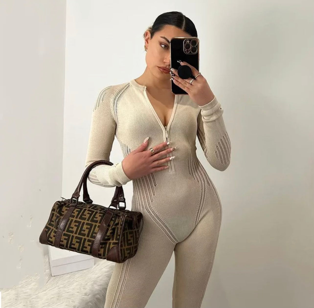 Knitted Romper(Nude)