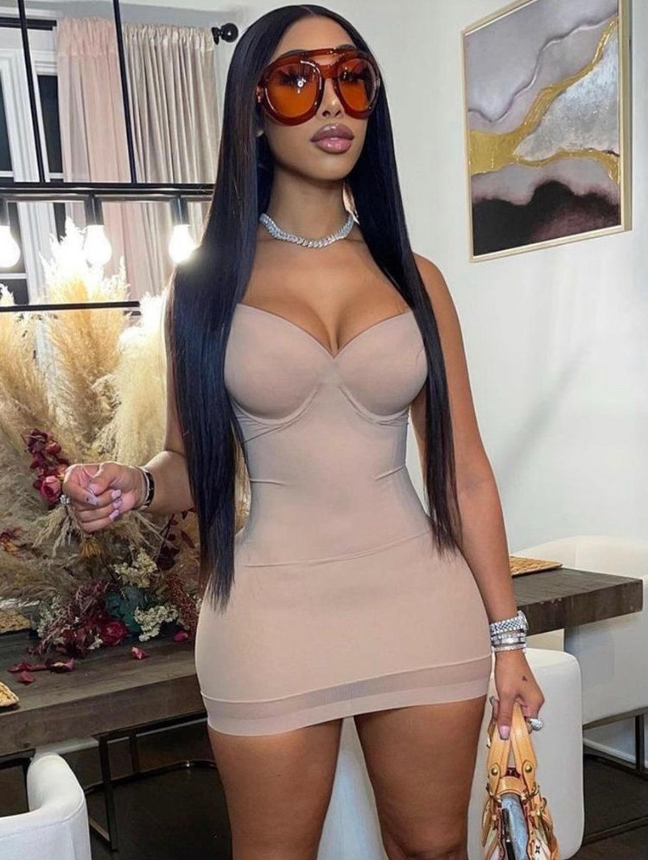 Snatched Dress(Nude) - Rich Ragz Boutique