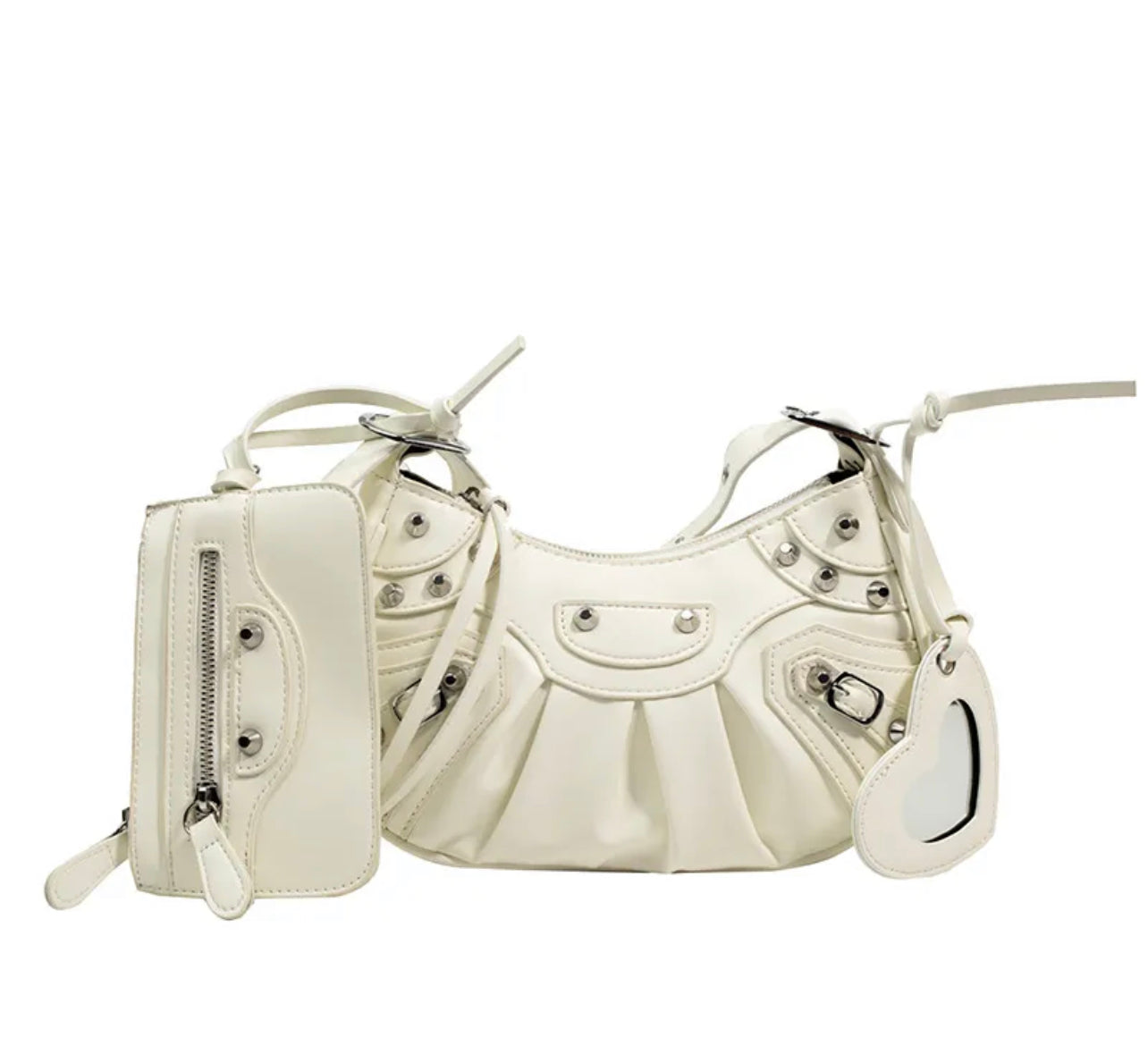 White Heart Mirror Bag