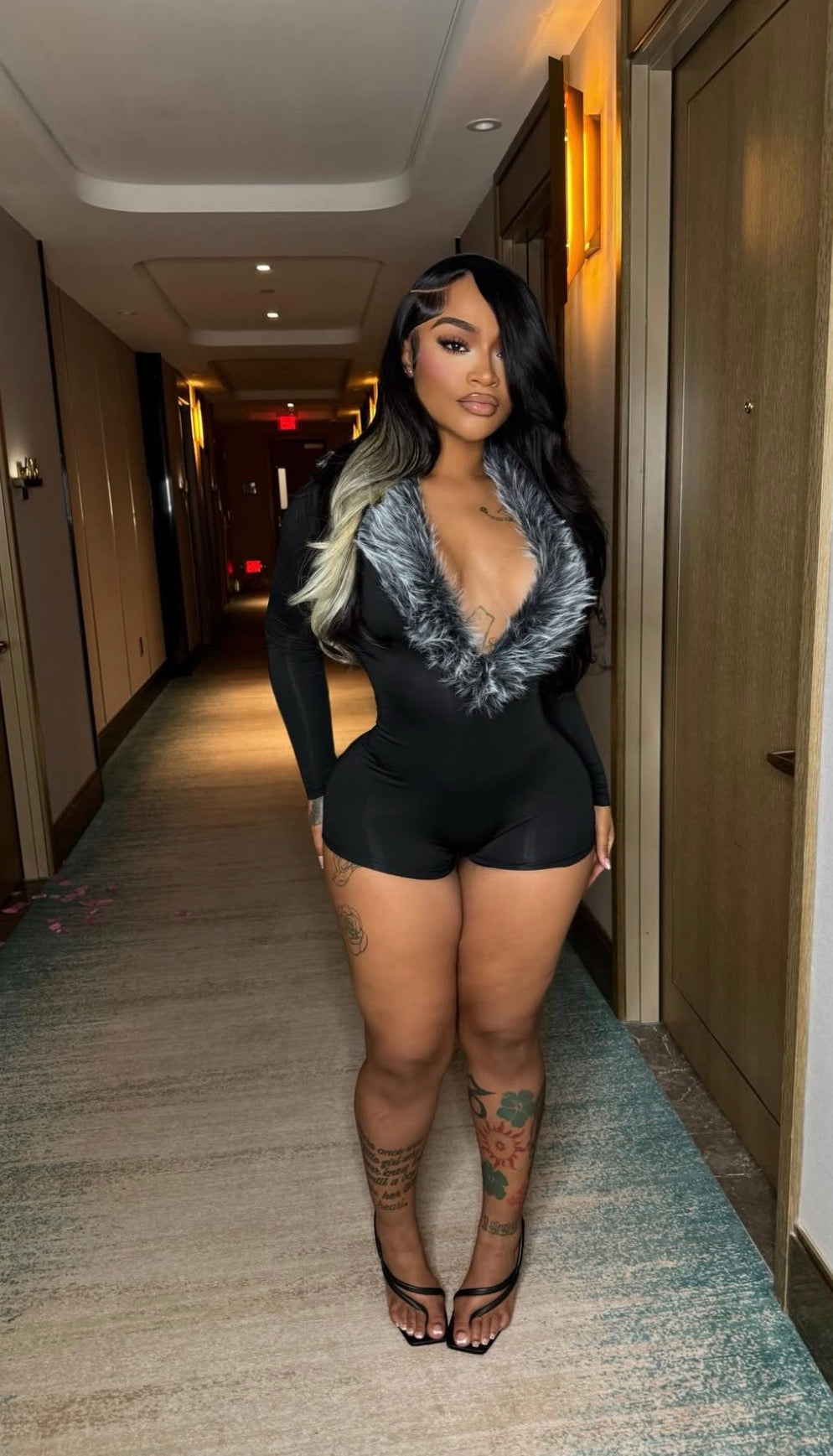 Allure Fur Romper - Rich Ragz Boutique