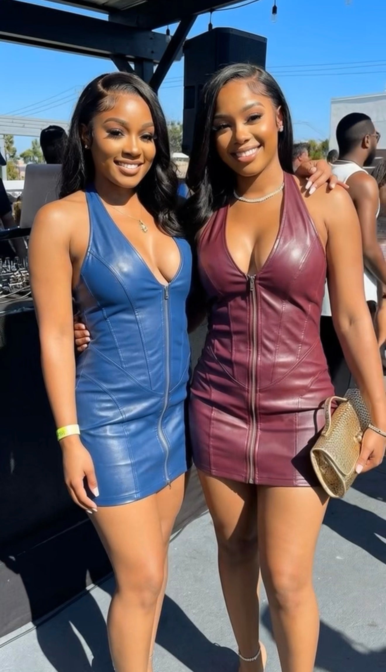 Halter Leather Dress(Burgundy) - Rich Ragz Boutique