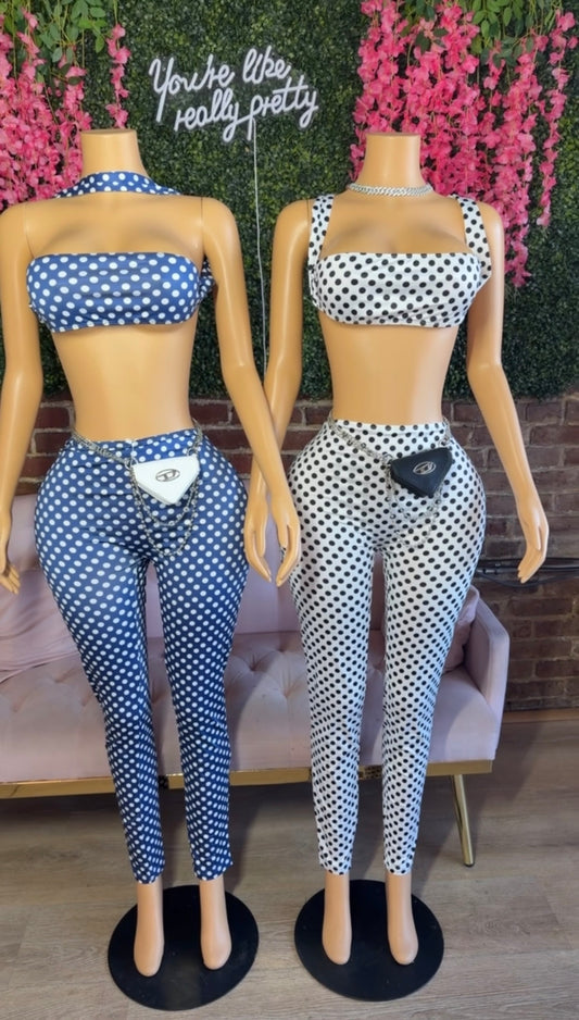 Polka Pants Set(White)