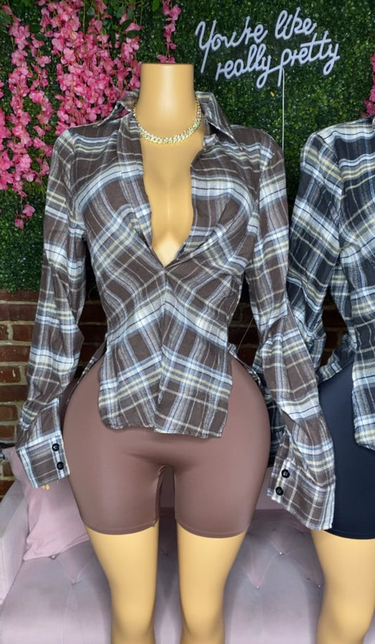 Flannel Top(Brown)