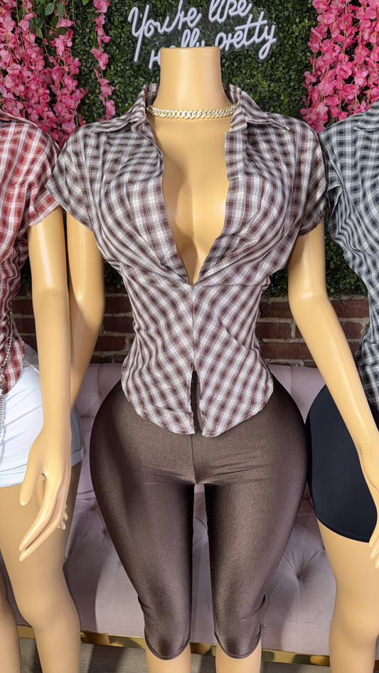 NY Plaid Top(Brown)