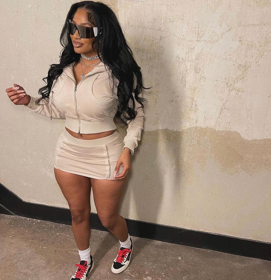 Whats The Plan Skirt Set(Sand)