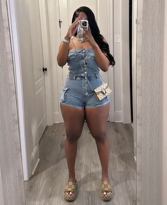 Denim Halter Romper