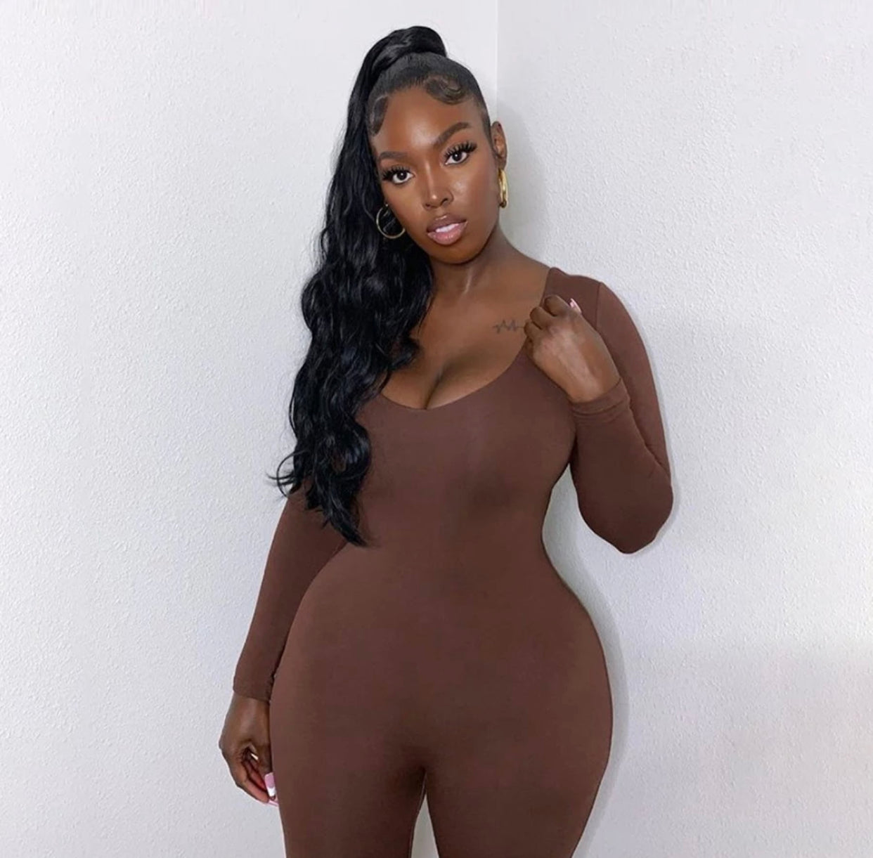Basic Bodysuit (Brown) - Rich Ragz Boutique