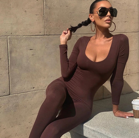 Basic Bodysuit (Brown) - Rich Ragz Boutique