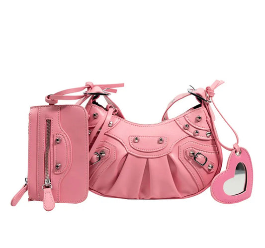 Pink Heart Mirror Bag